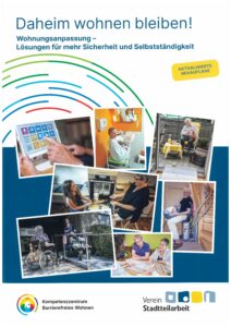 Das Cover der Broschüre "Daheim wohnen bleiben" vom Kompetenzzentrum Barrierefreies Wohnen des Vereins für Stadtteilarbeit, München